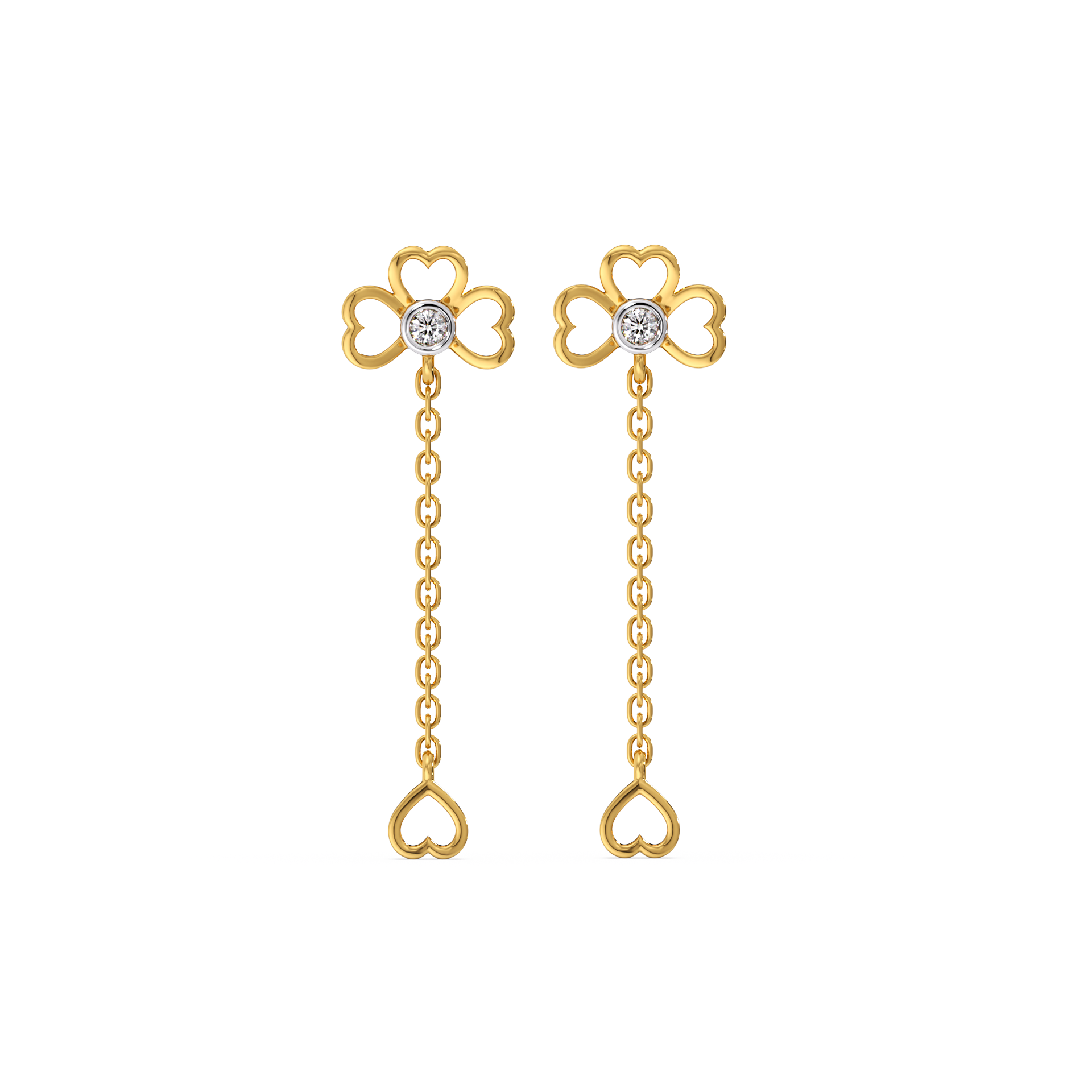 Four Leaf - Lab Diamond Cascade Earrings Secondary image