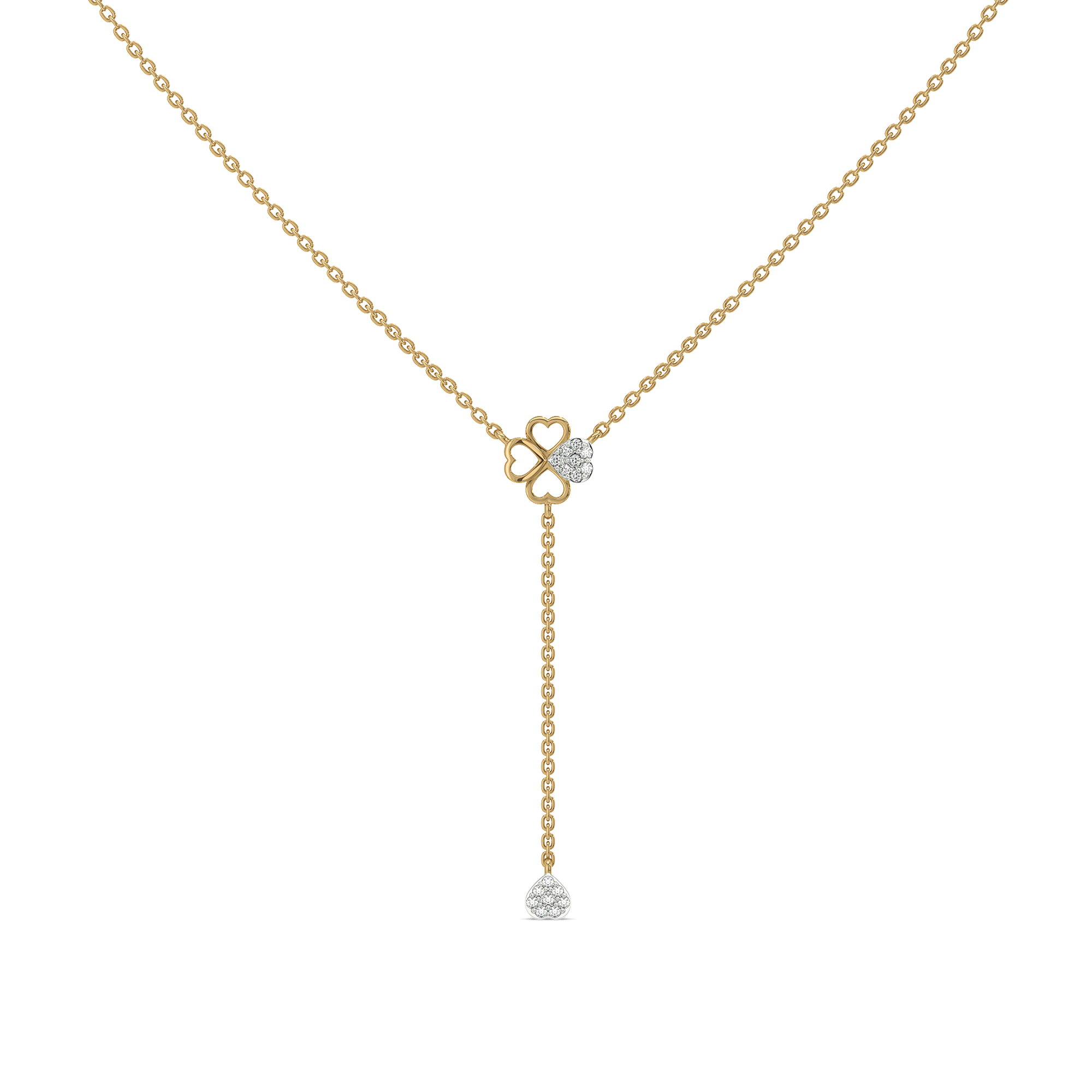Four Leaf Cascade - Lab Diamond Lariat Necklace