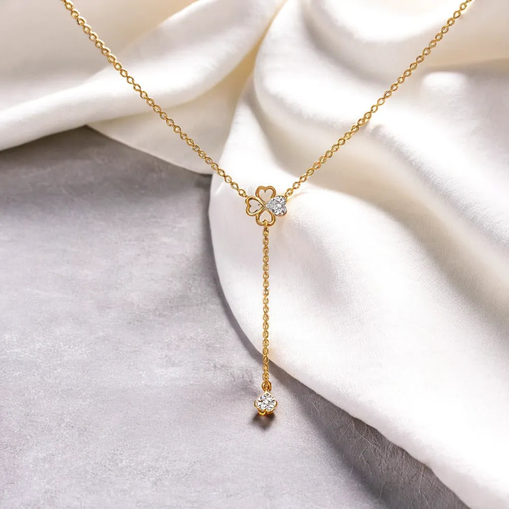 Four Leaf Cascade - Lab Diamond Lariat Necklace