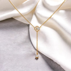 Four Leaf Cascade - Lab Diamond Lariat Necklace