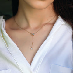 Four Leaf Cascade - Lab Diamond Lariat Necklace