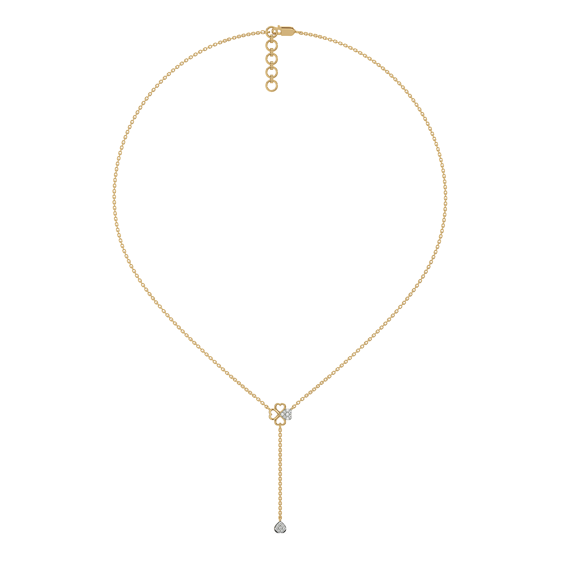 Four Leaf Cascade - Lab Diamond Lariat Necklace