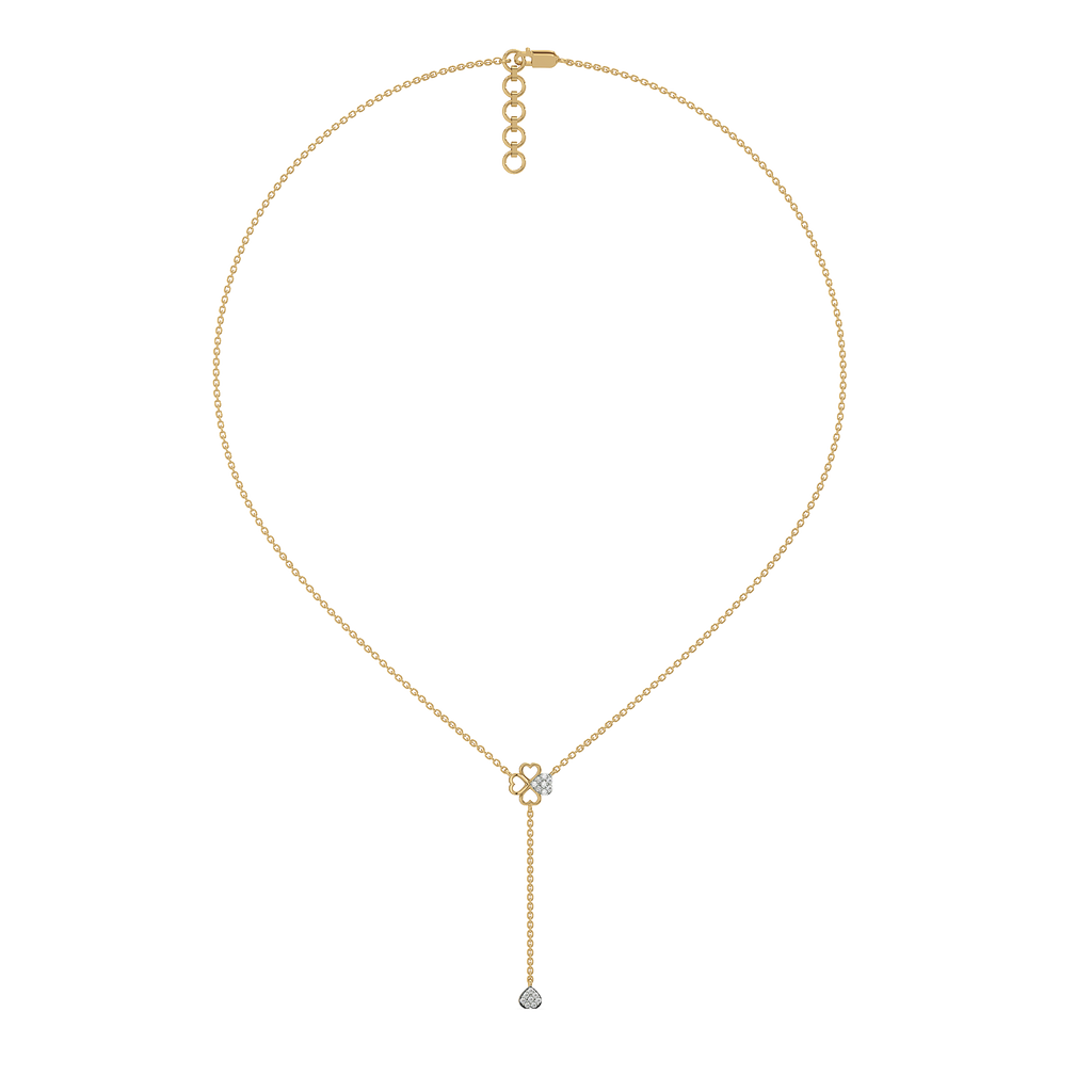 Four Leaf Cascade - Lab Diamond Lariat Necklace