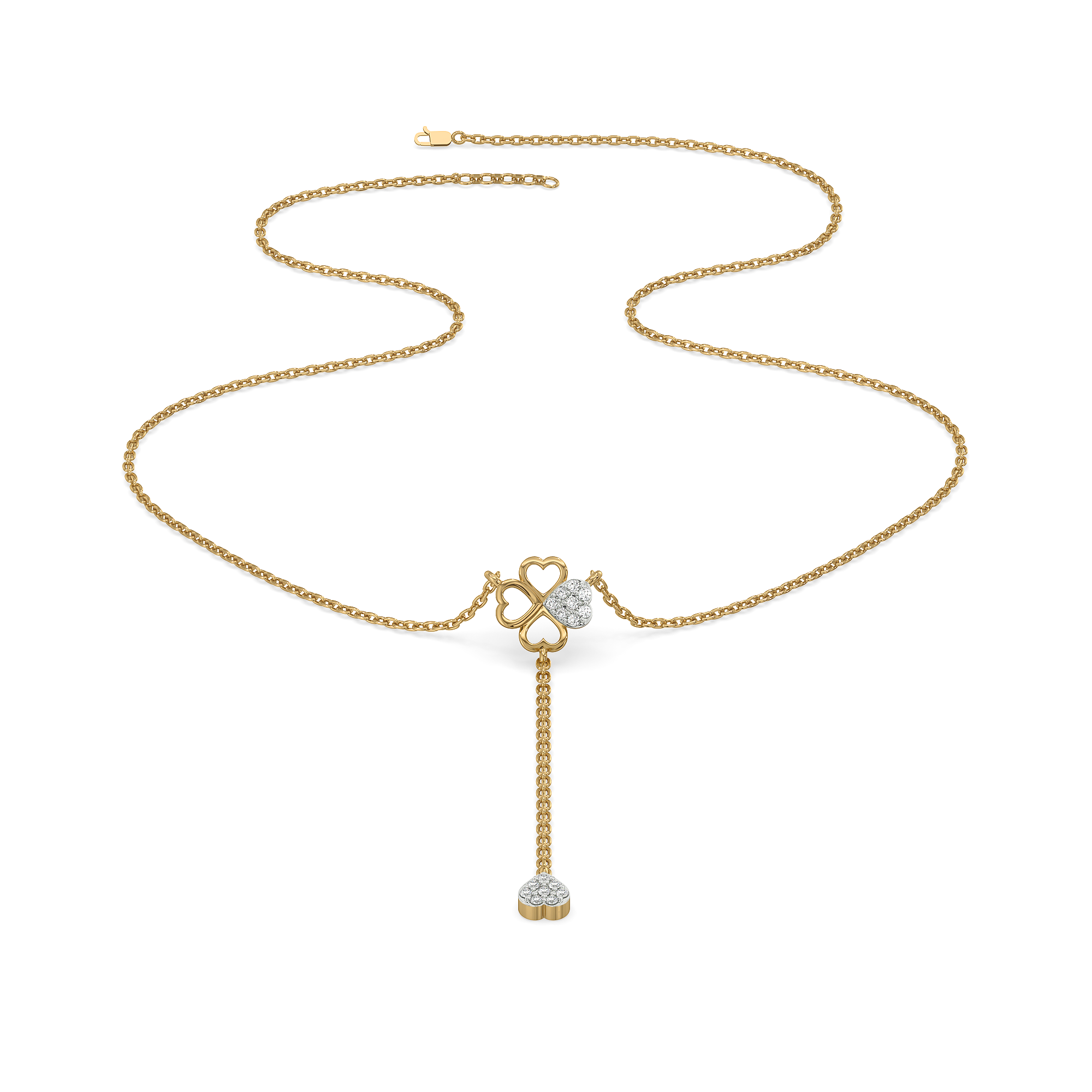 Four Leaf Cascade - Lab Diamond Lariat Necklace
