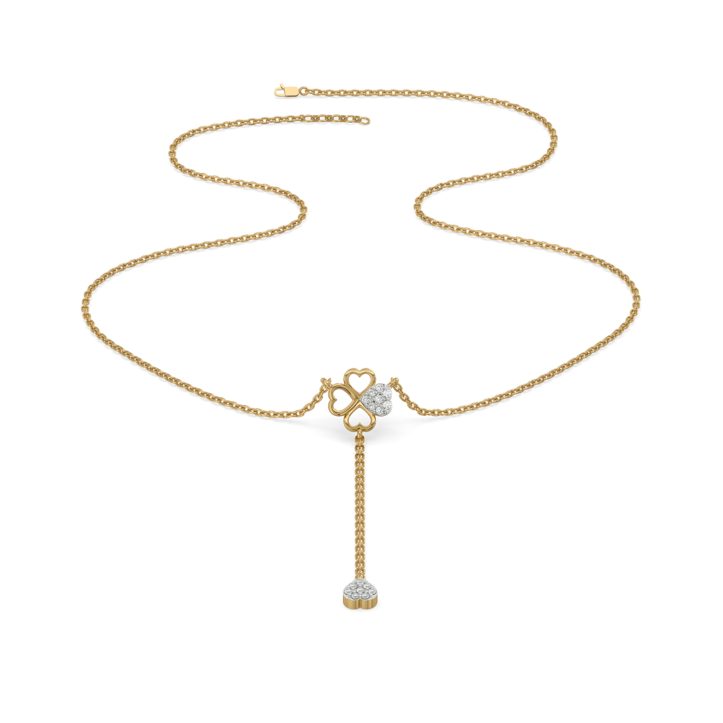 Four Leaf Cascade - Lab Diamond Lariat Necklace