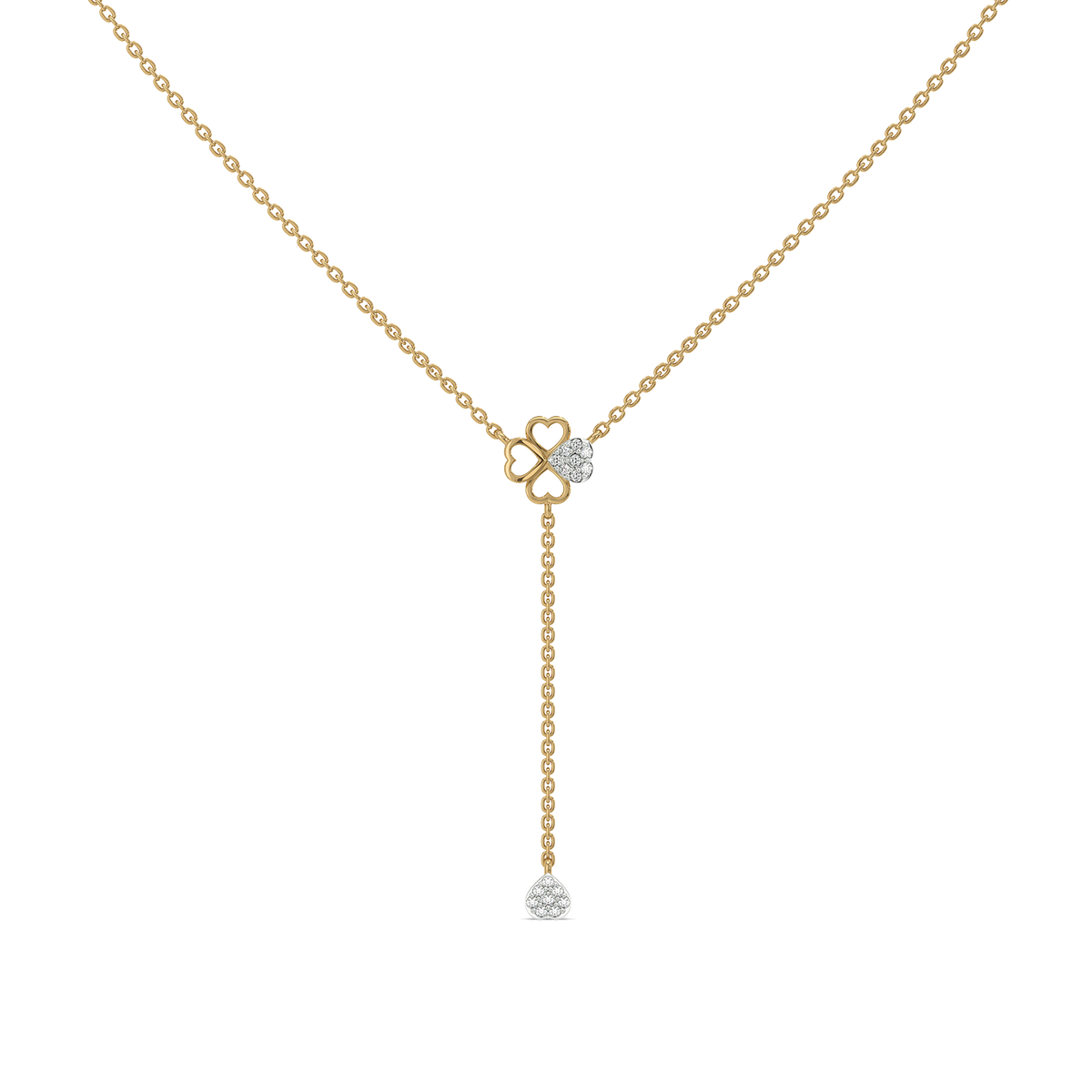 Four Leaf Cascade - Lab Diamond Lariat Necklace
