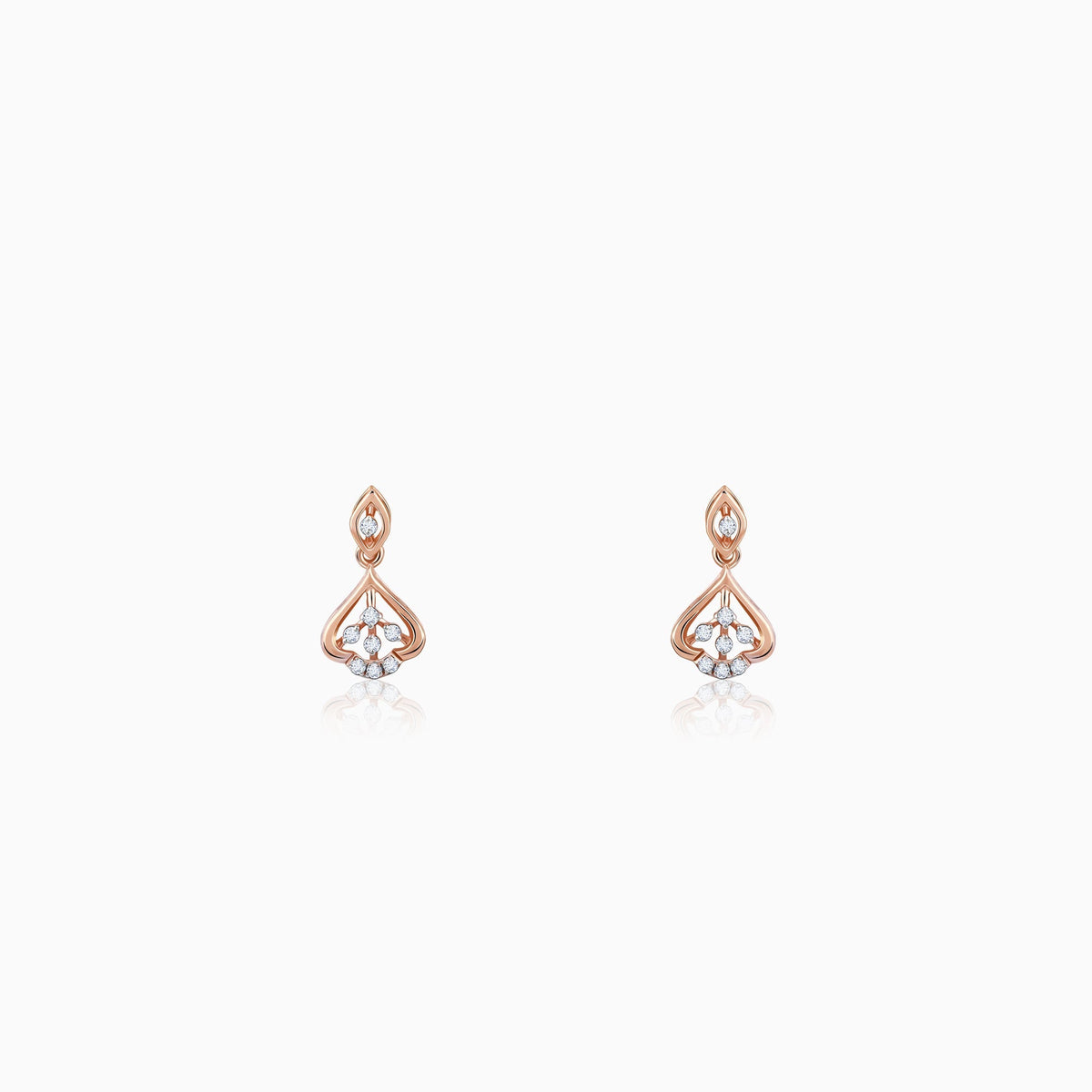 Rose Gold Cascade Leaf Diamond Earrings