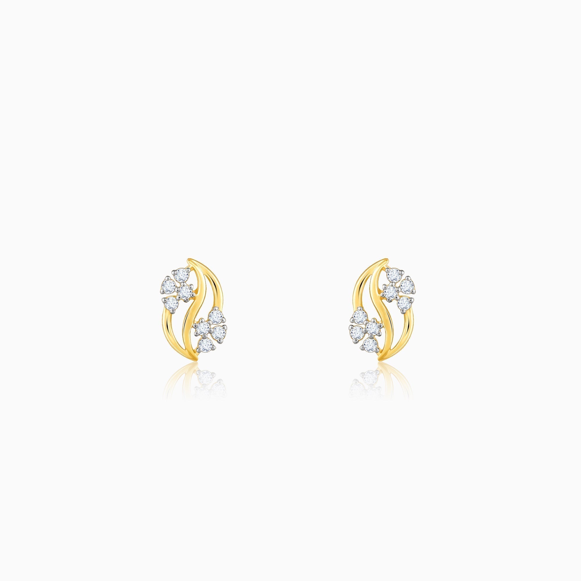 Gold Flower Weave Diamond Earrings