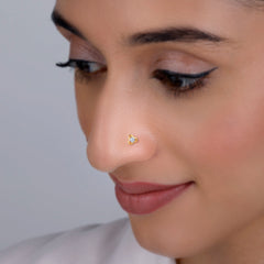 Gold Flourish Clover Diamond Nose Pin