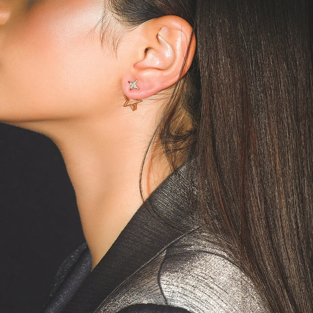 Galaxy Charm Ear Jacket - Lab Diamond Earrings Secondary image