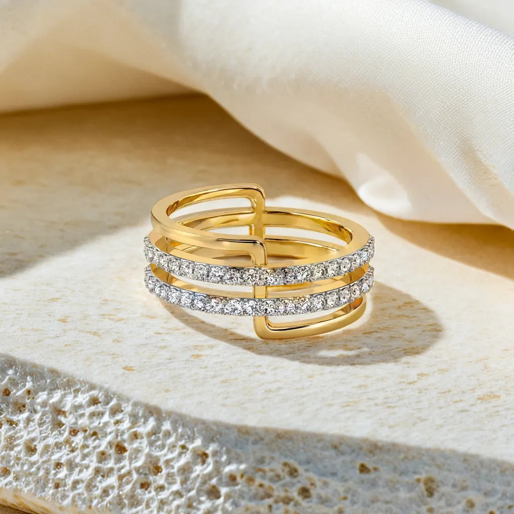 Geometric Statement - Lab Diamond Cocktail Ring