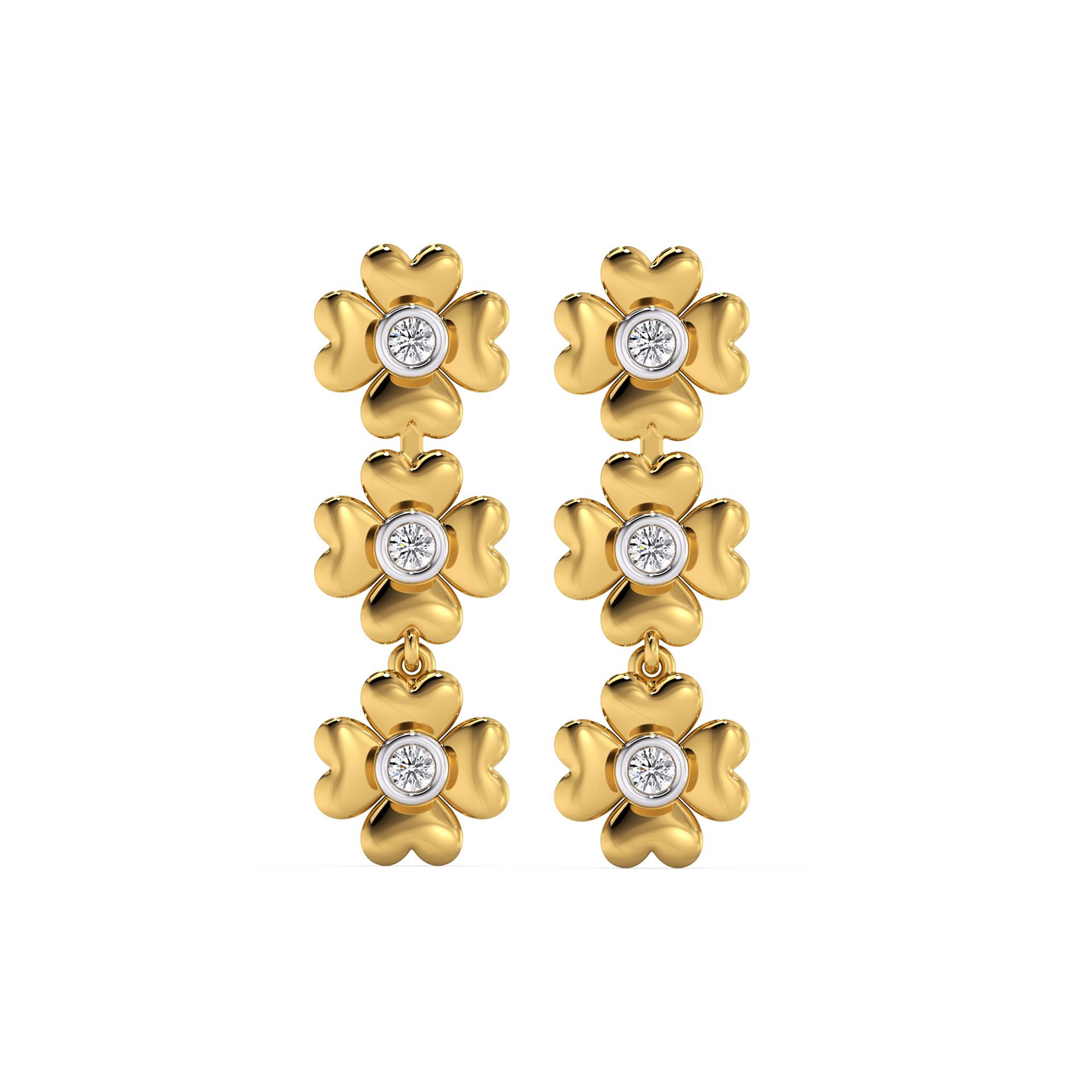 Golden Glow Petal - Lab Diamond Drop Earrings
