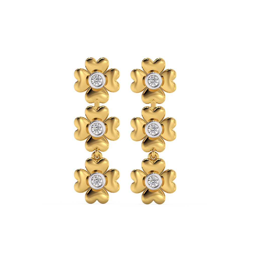 Golden Glow Petal - Lab Diamond Drop Earrings