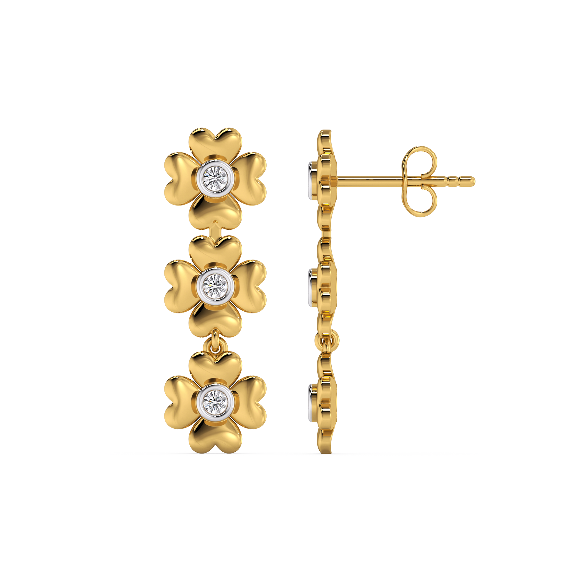 Golden Glow Petal - Lab Diamond Drop Earrings