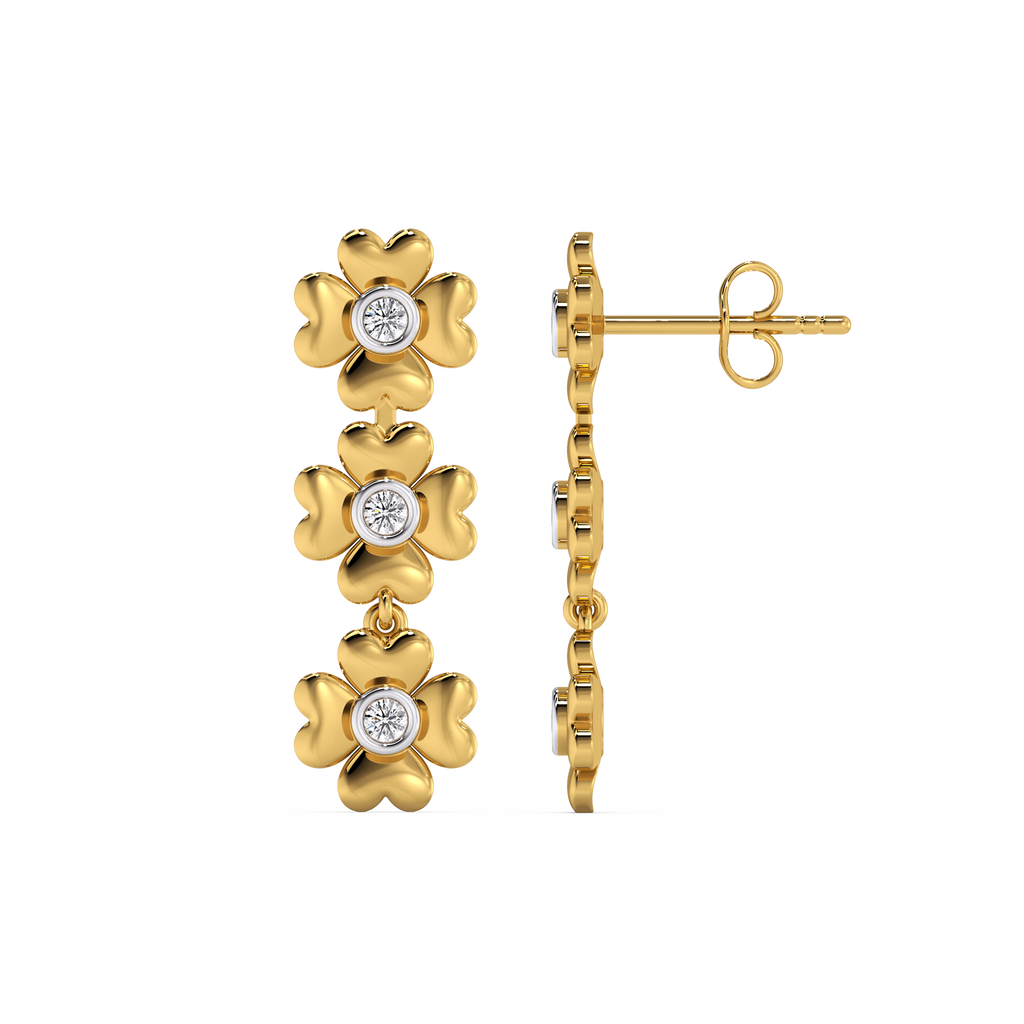 Golden Glow Petal - Lab Diamond Drop Earrings