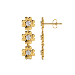 Golden Glow Petal - Lab Diamond Drop Earrings