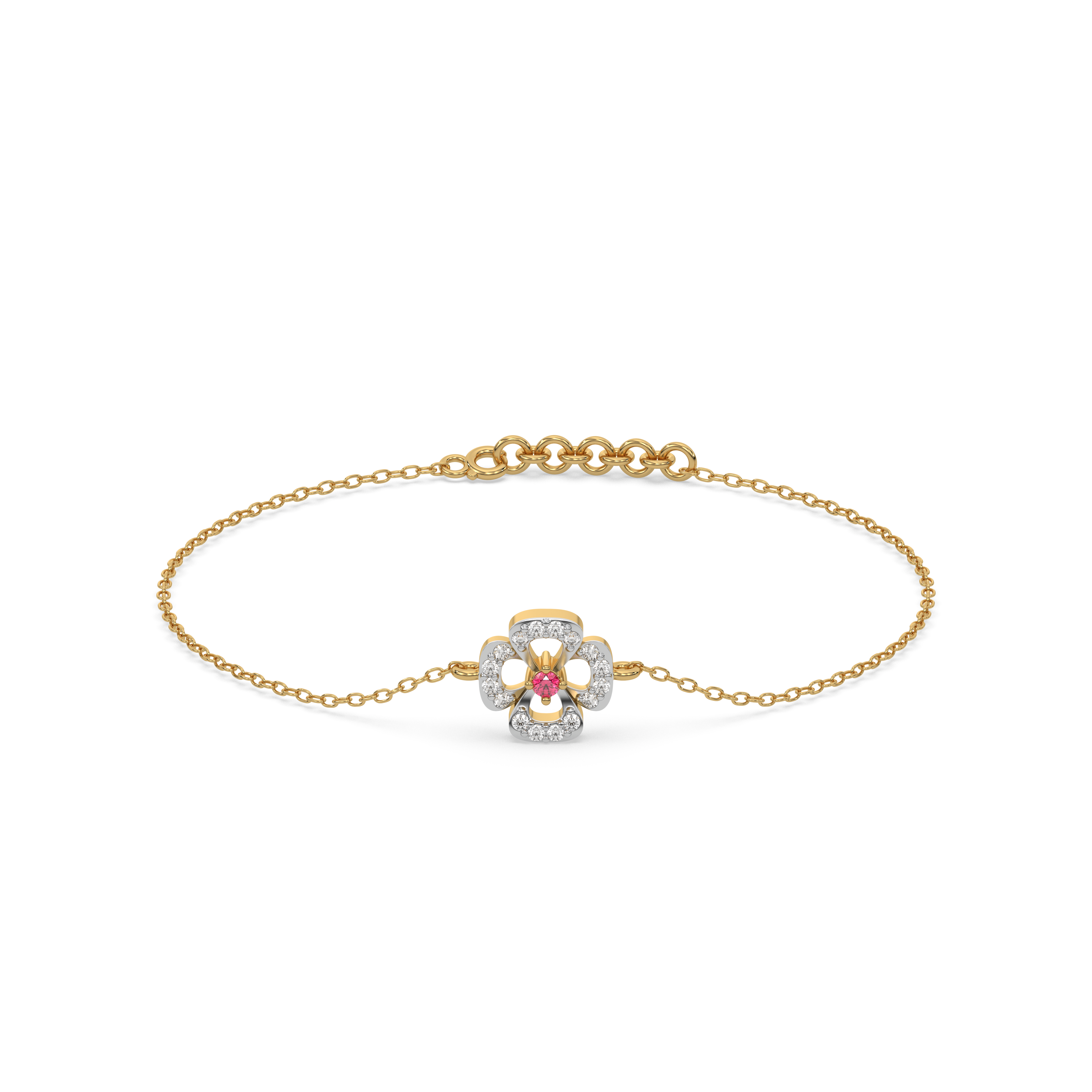 Grace Blossom - Lab Diamond & Ruby Bracelet
