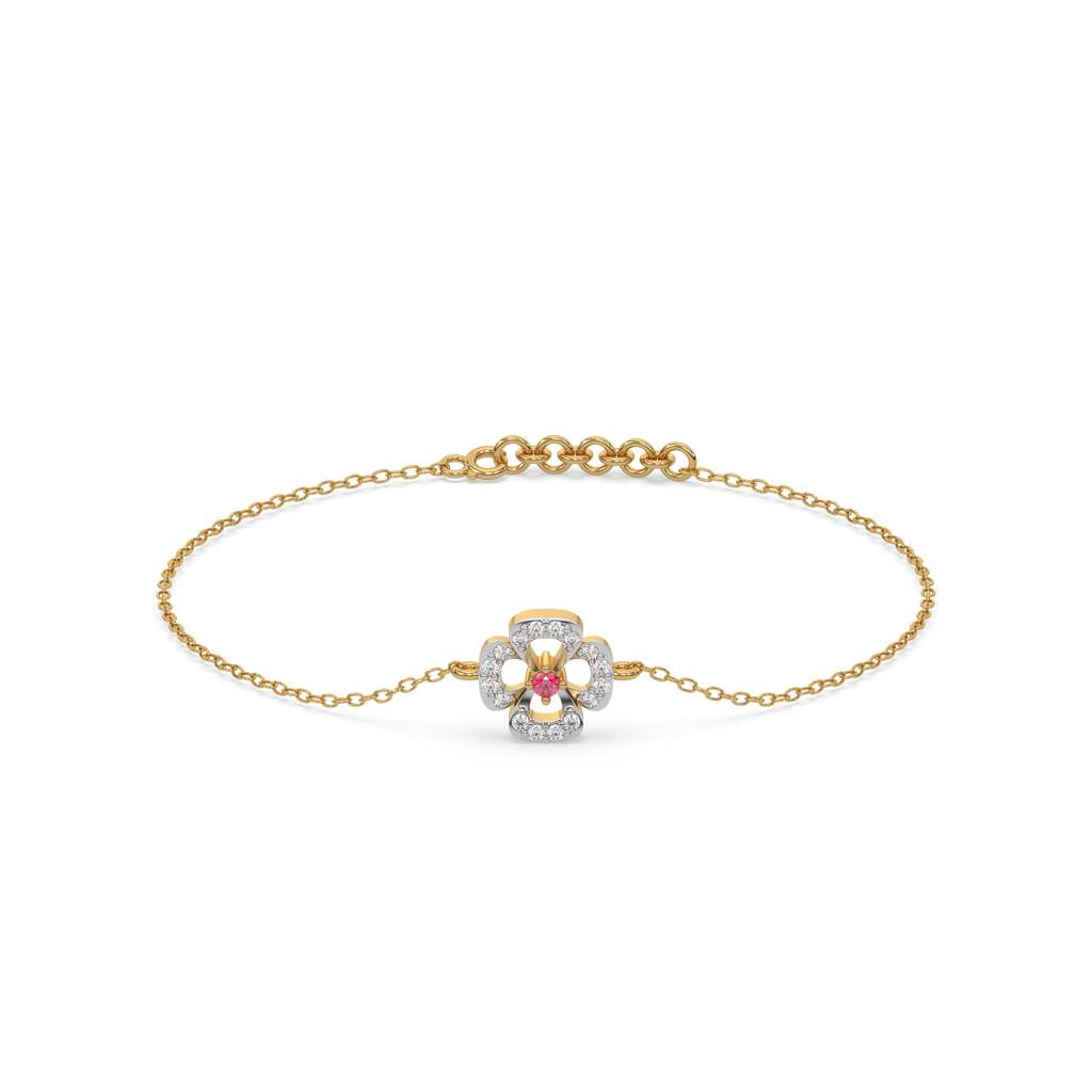 Grace Blossom - Lab Diamond & Ruby Bracelet