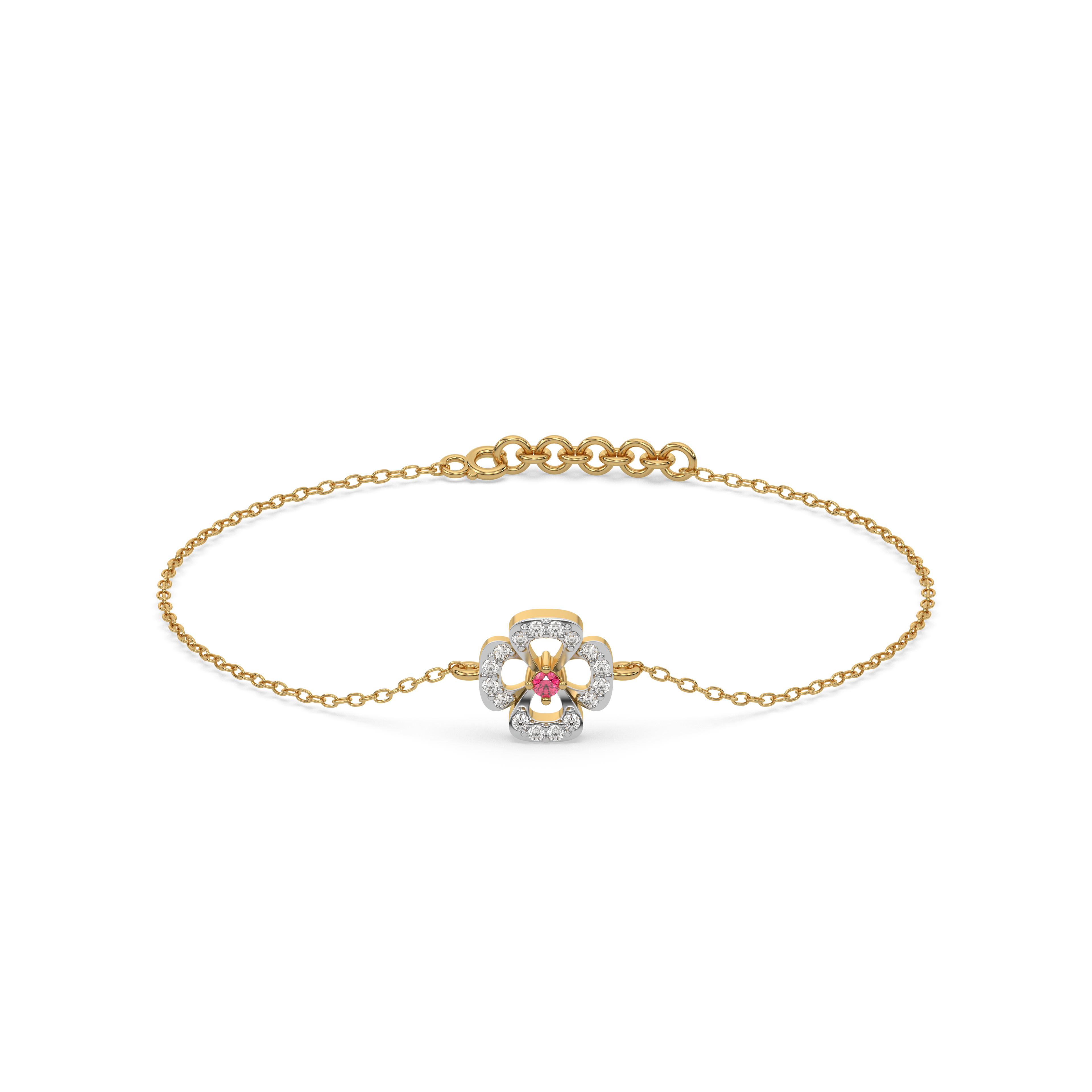 Grace Blossom - Lab Diamond & Ruby Bracelet