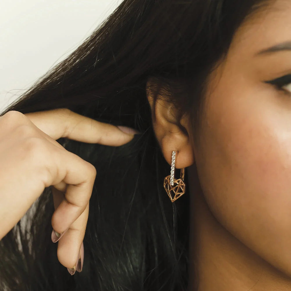 Heart Huggies - Lab Diamond Earrings