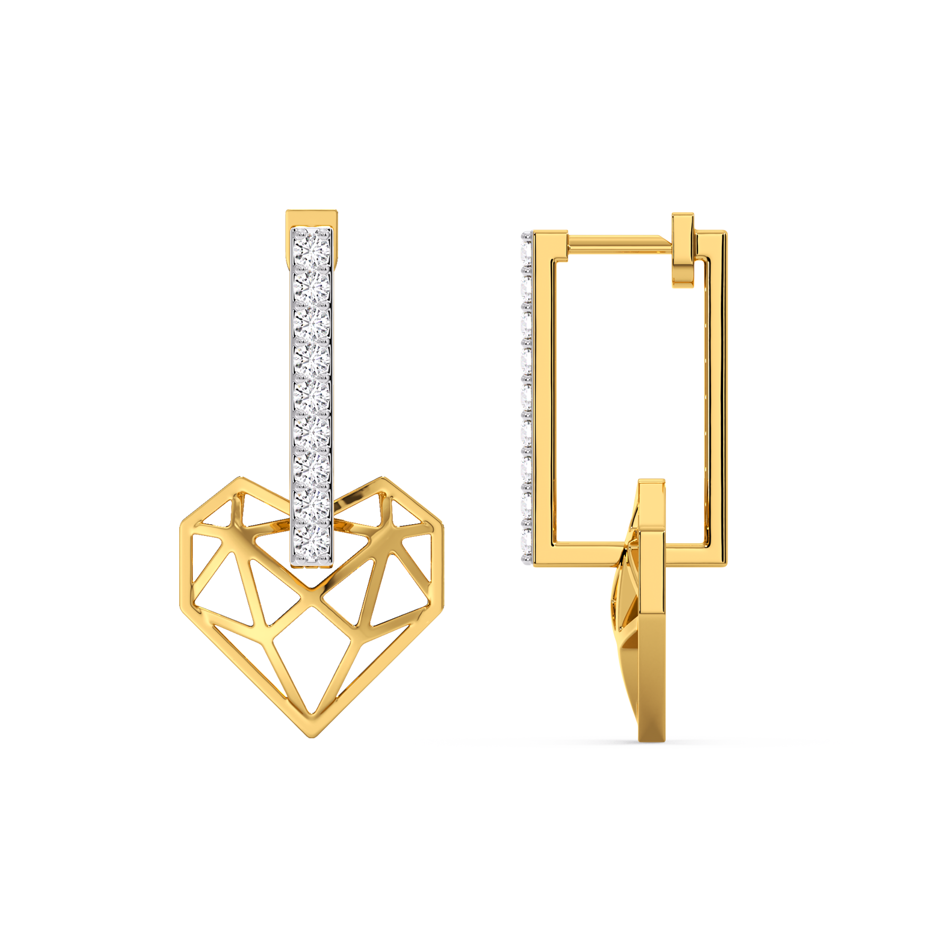 Heart Huggies - Lab Diamond Earrings