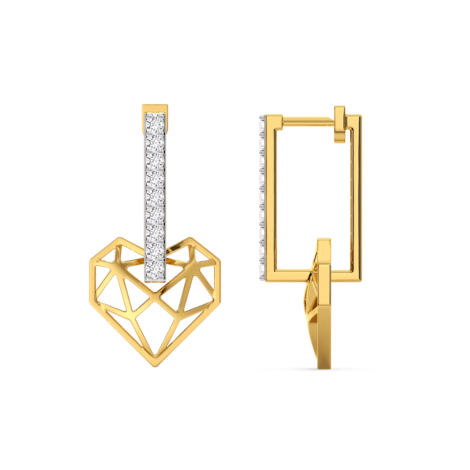 Heart Huggies - Lab Diamond Earrings