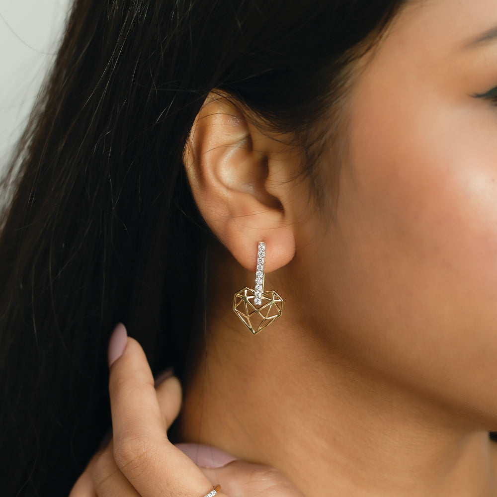 Heart Huggies - Lab Diamond Earrings