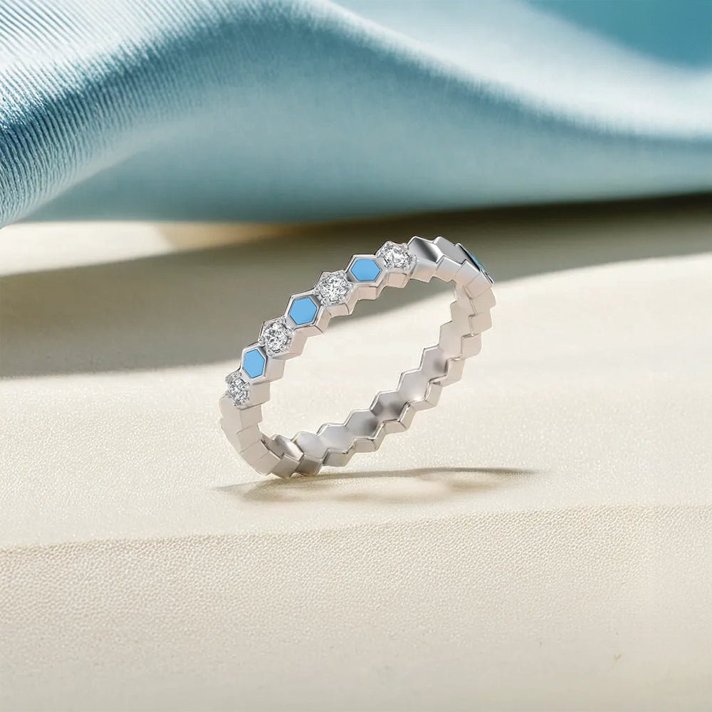 Icy Blue - Lab Diamond Band Ring Main image