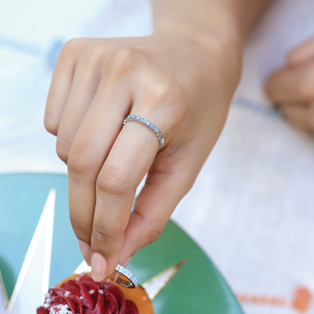 Icy Blue - Lab Diamond Band Ring