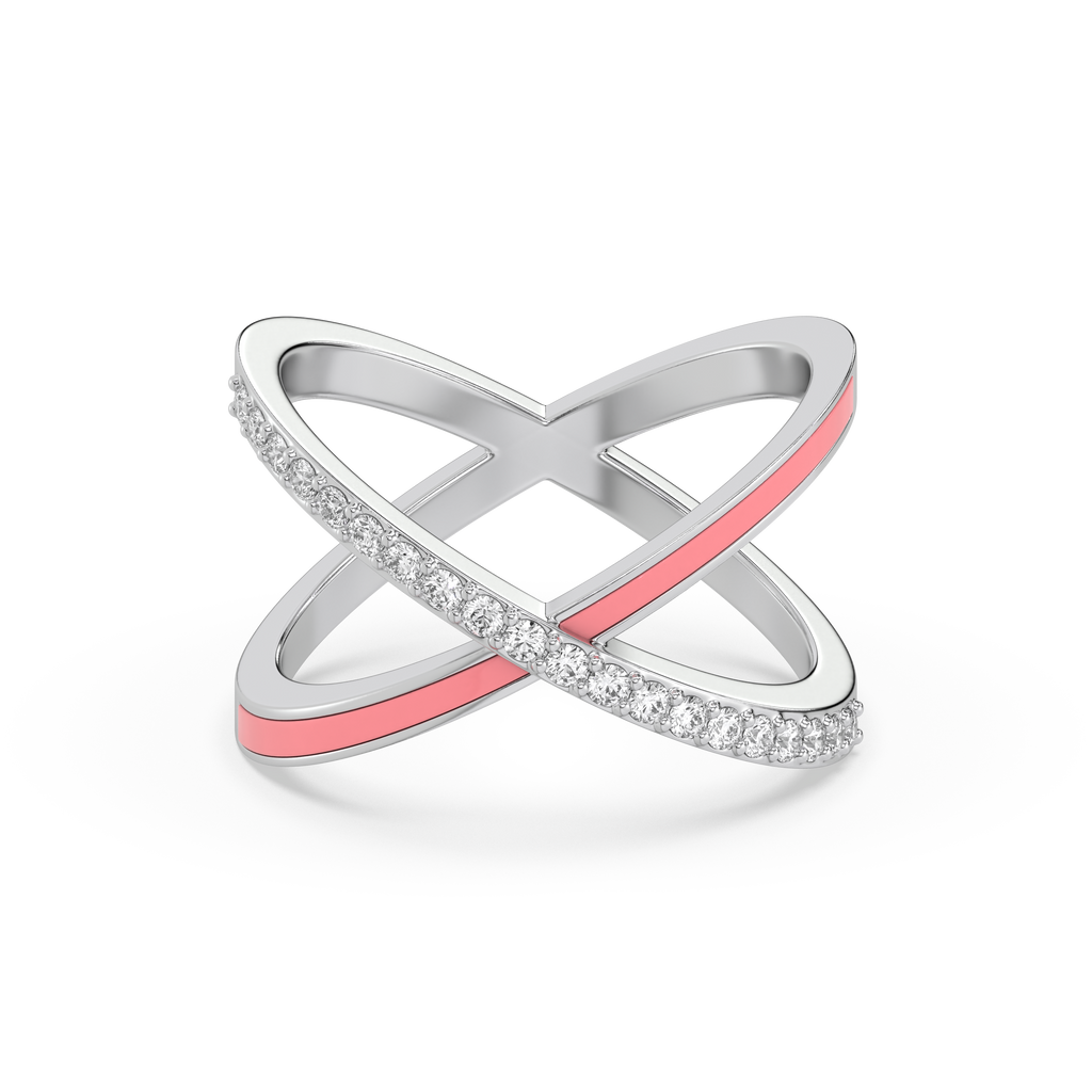 Beauty Of Connection - Lab Diamond & Pink Enamel Ring