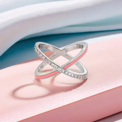 Beauty Of Connection - Lab Diamond & Pink Enamel Ring