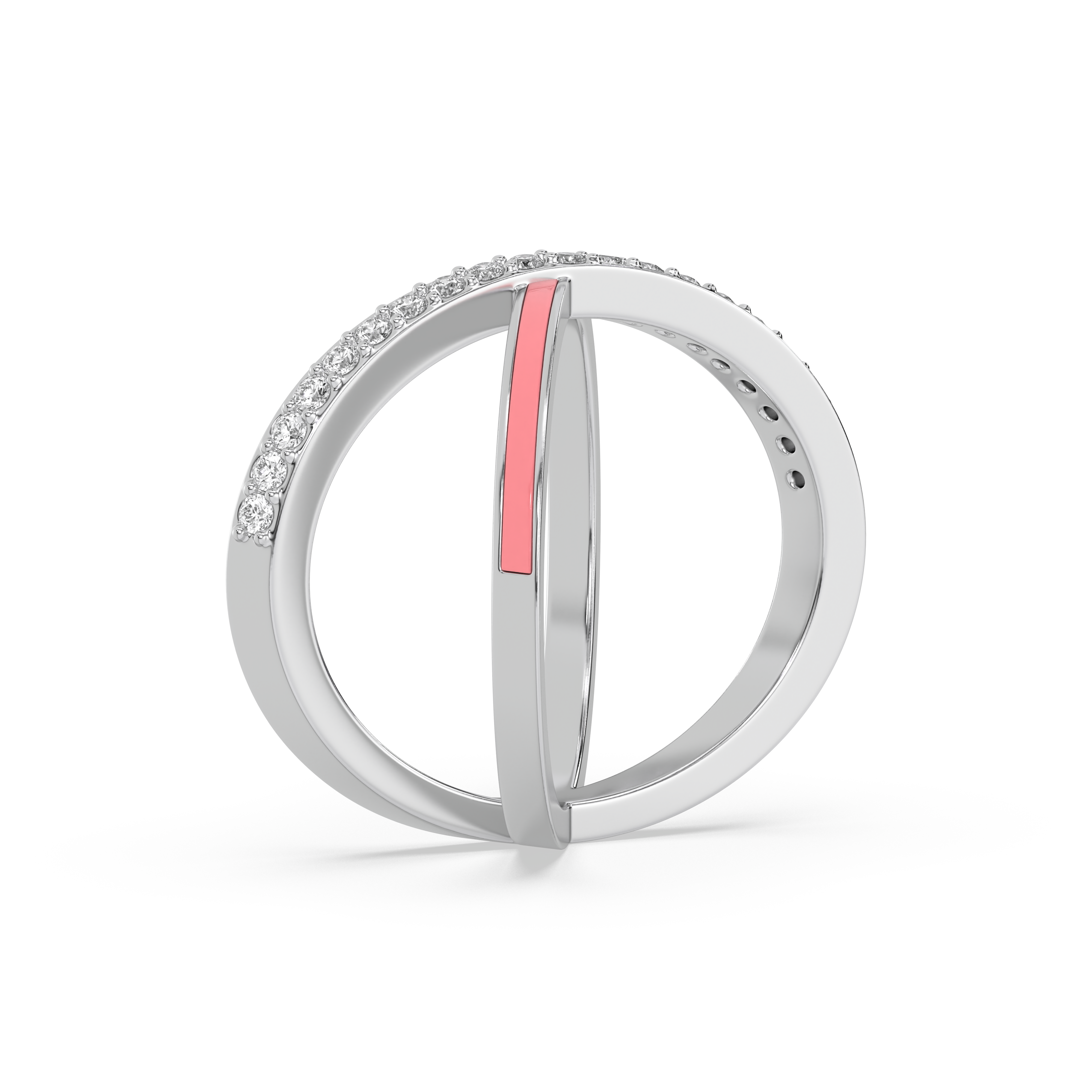 Beauty Of Connection - Lab Diamond & Pink Enamel Ring