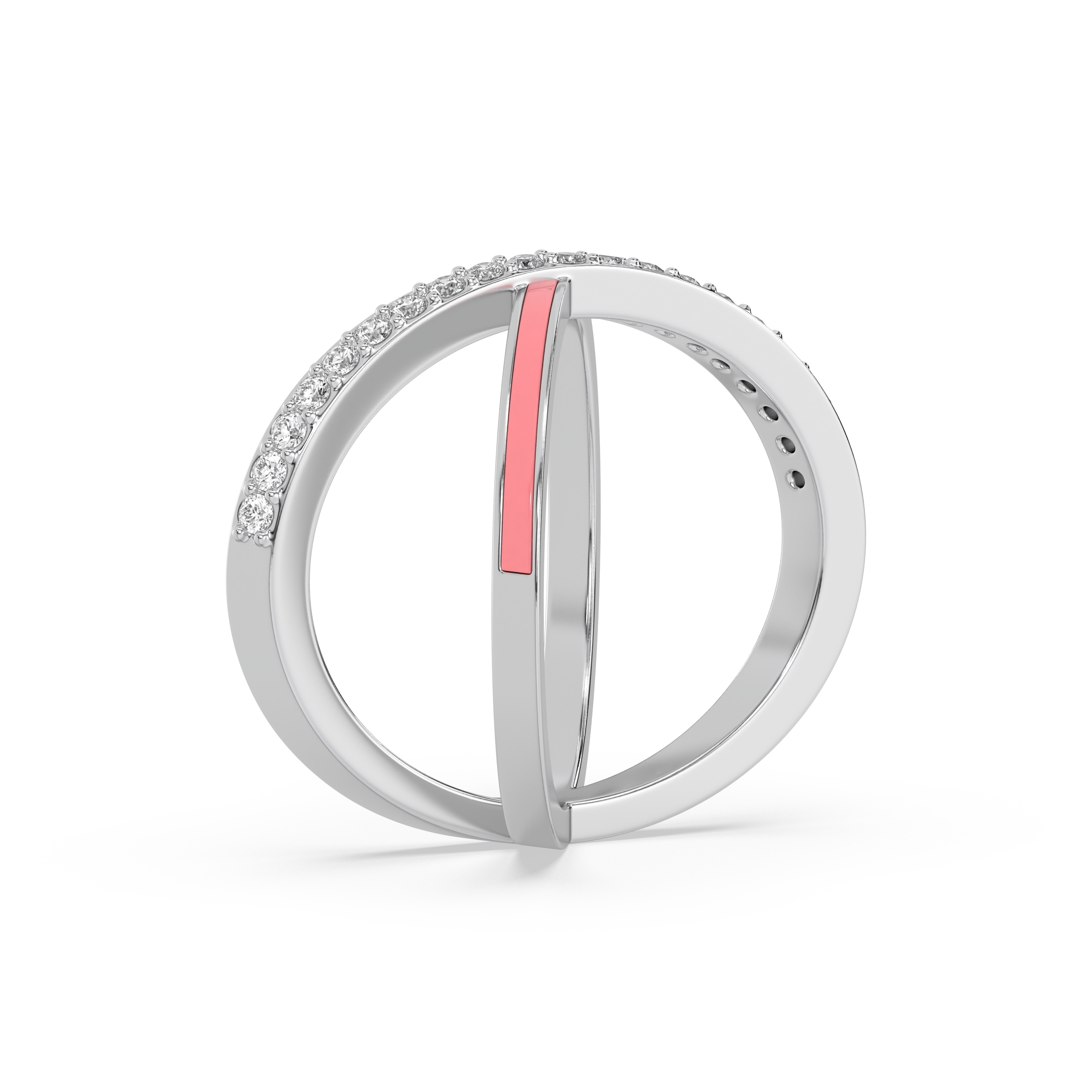 Beauty Of Connection - Lab Diamond & Pink Enamel Ring