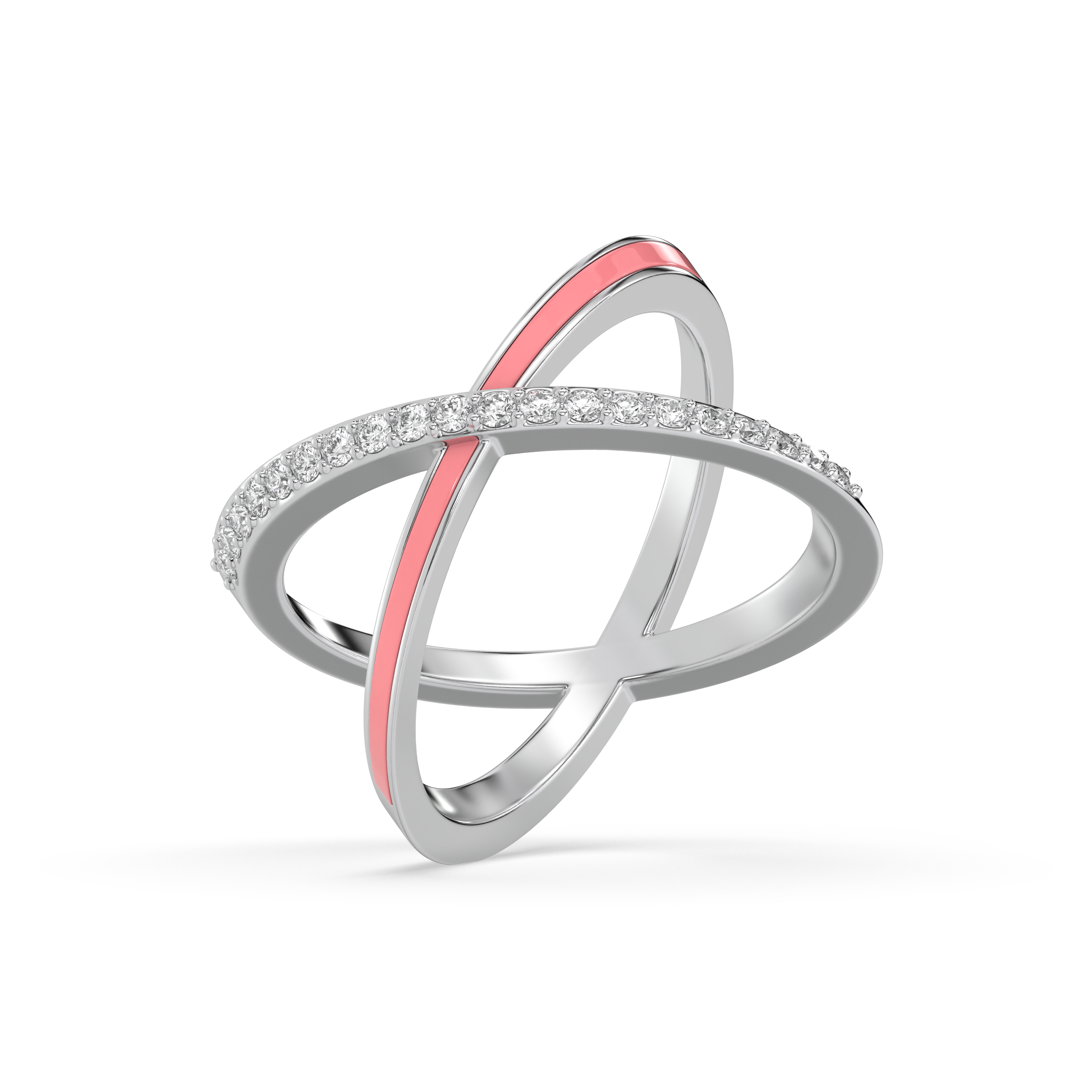Beauty Of Connection - Lab Diamond & Pink Enamel Ring