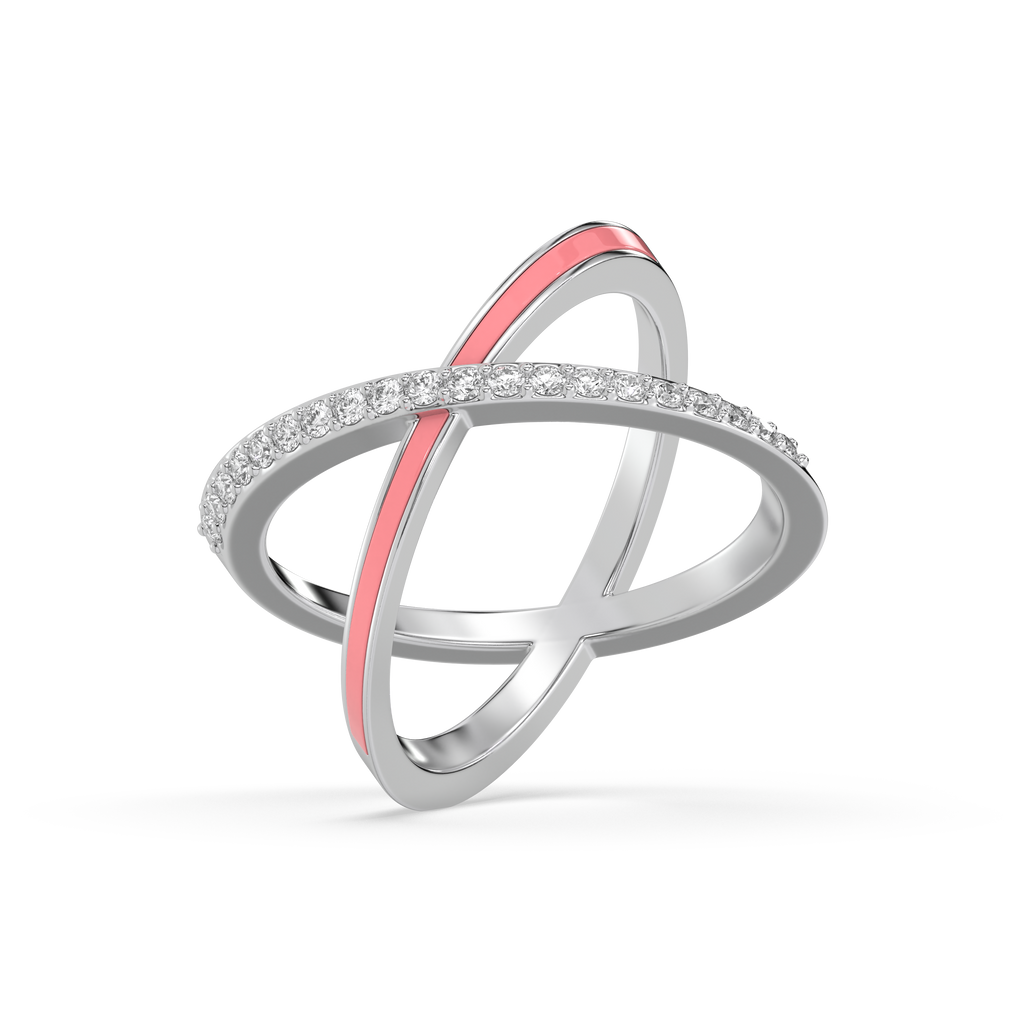Beauty Of Connection - Lab Diamond & Pink Enamel Ring