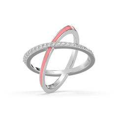 Beauty Of Connection - Lab Diamond & Pink Enamel Ring