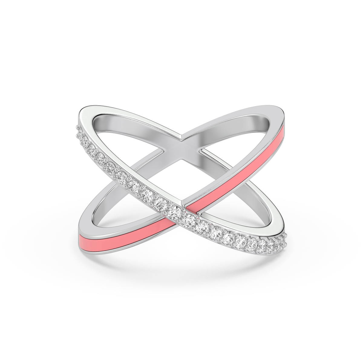 Beauty Of Connection - Lab Diamond & Pink Enamel Ring