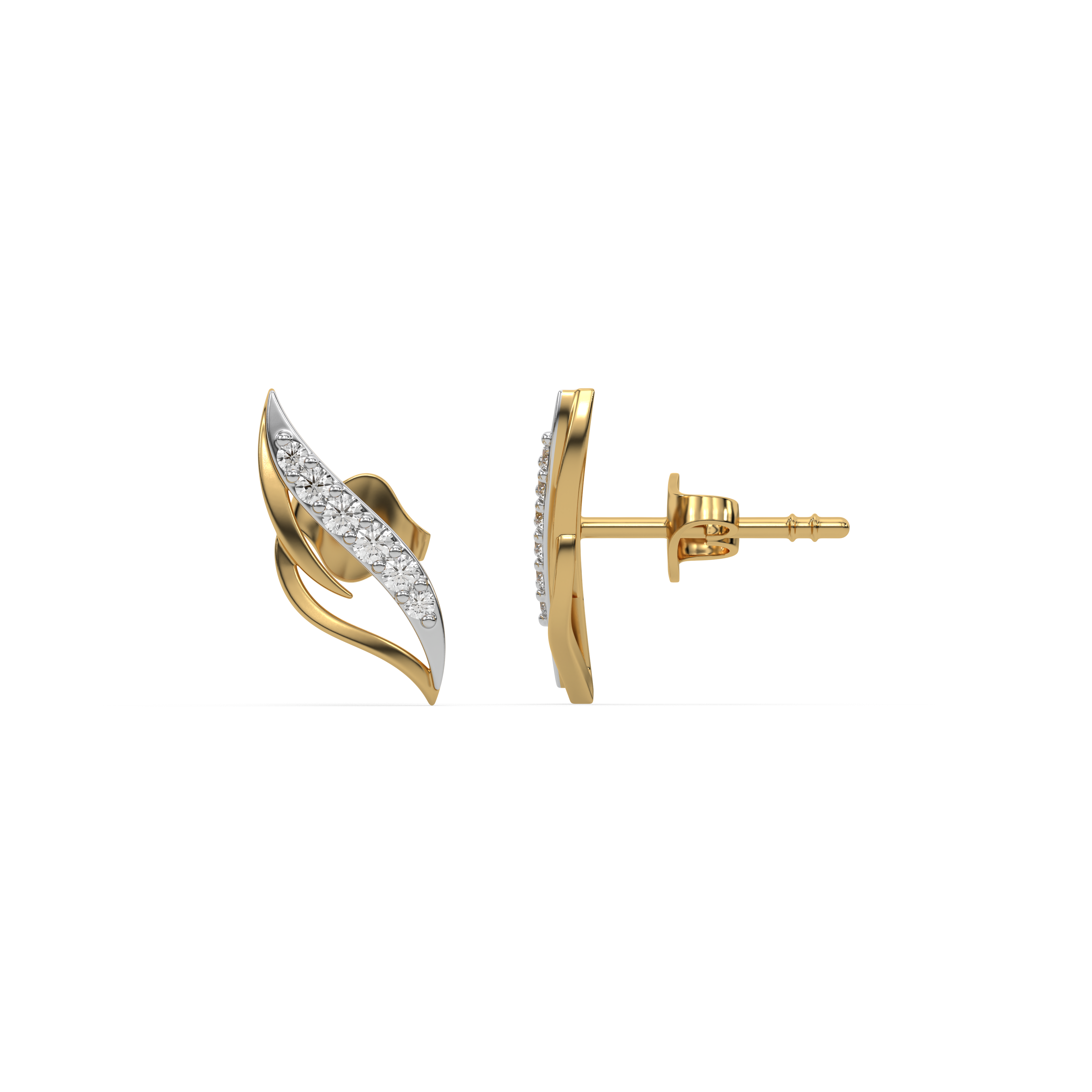 Featherlight Grace - Pure Gold Lab Diamond Stud Earrings