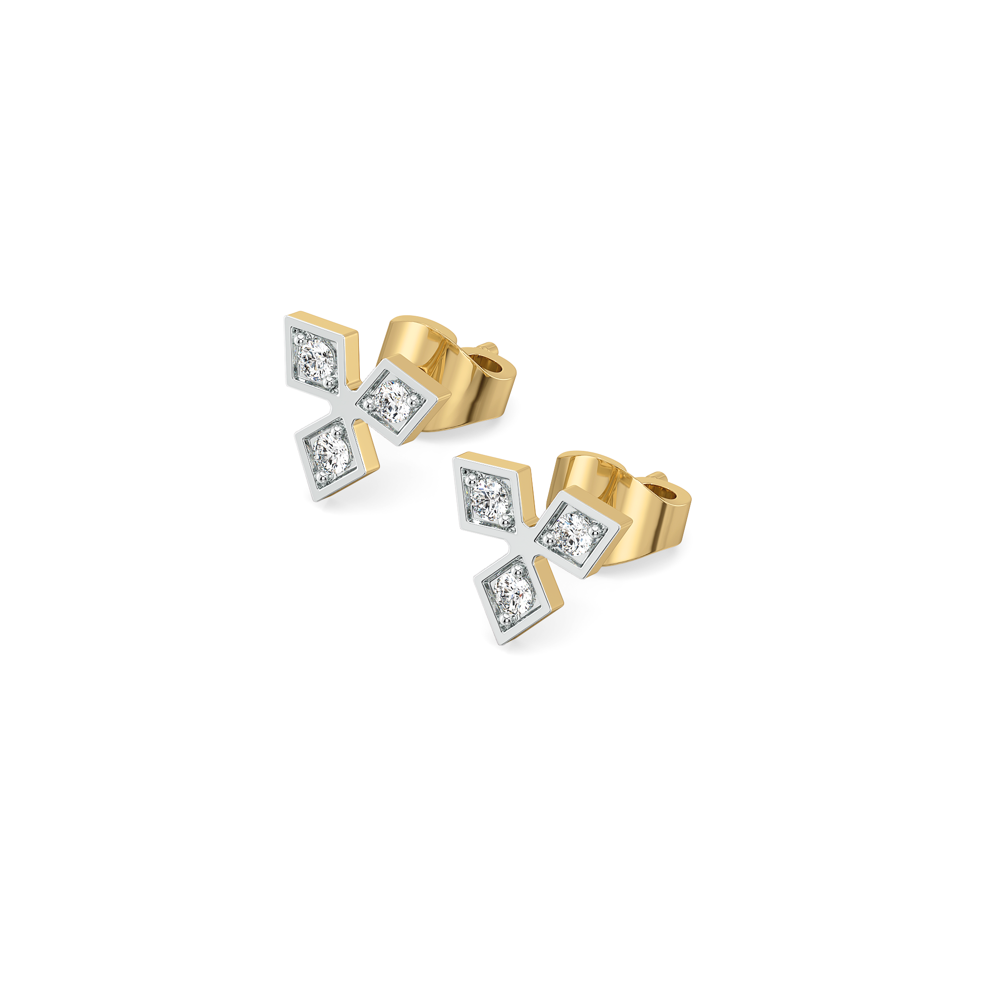 Tri-Shine - Pure Gold Lab Diamond Stud Earrings Secondary image