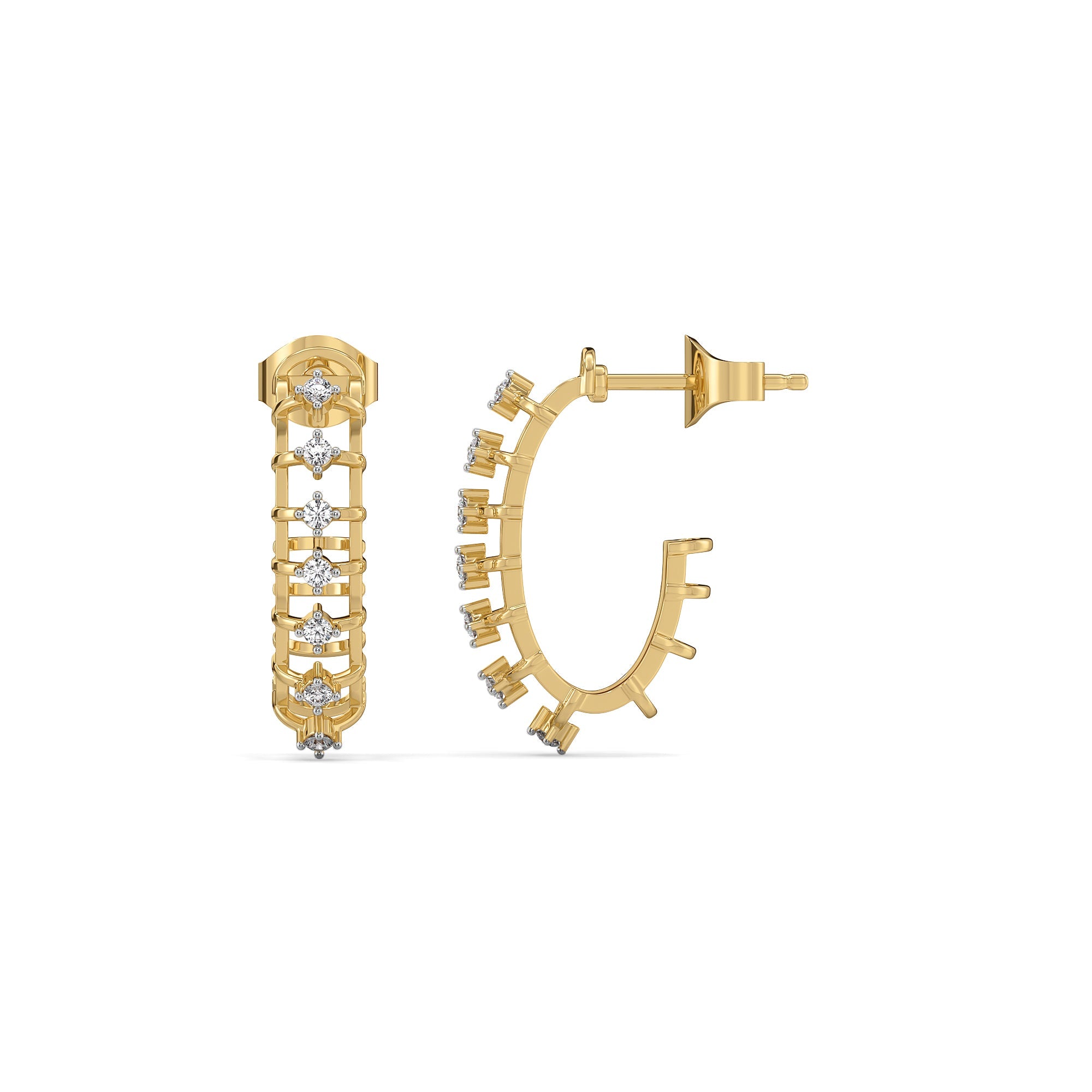 Serene Round - Pure Gold Lab Diamond Hoop Earrings