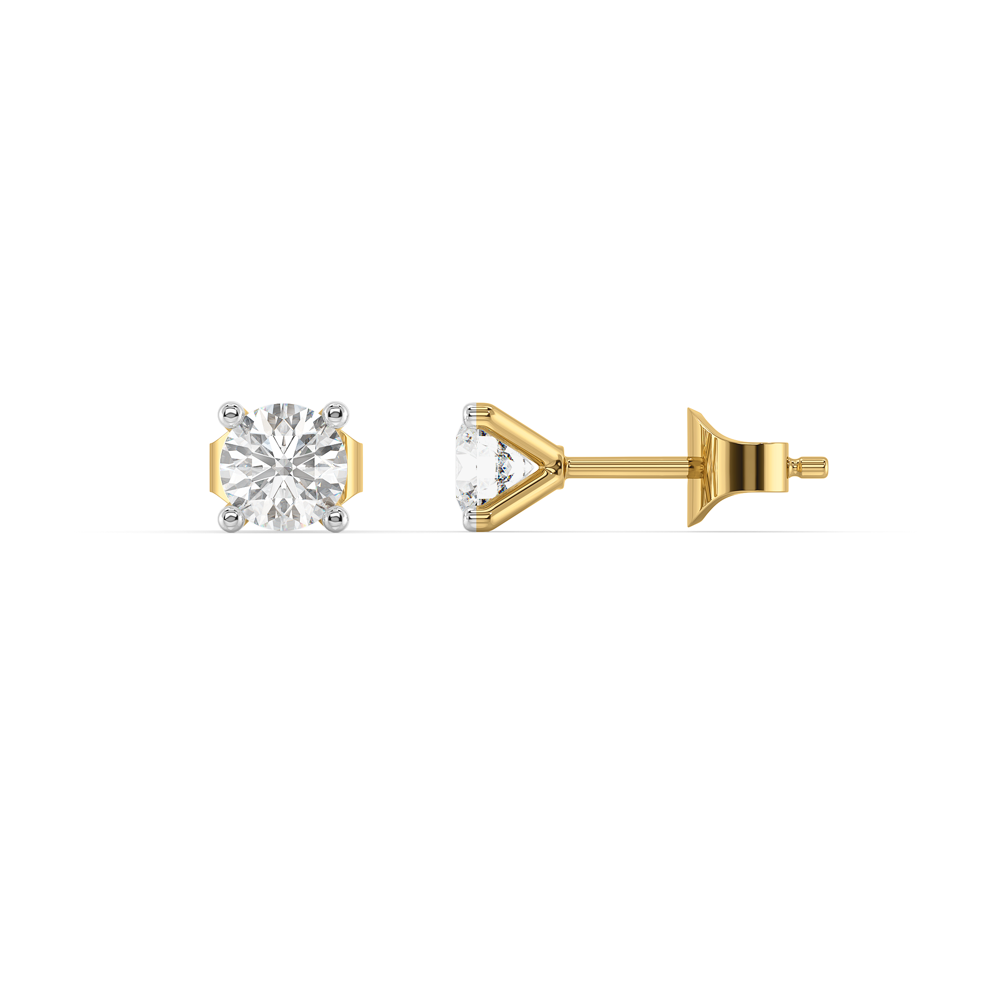 Tender Glow Solitaire Studs - Pure Gold Lab Diamond Earrings
