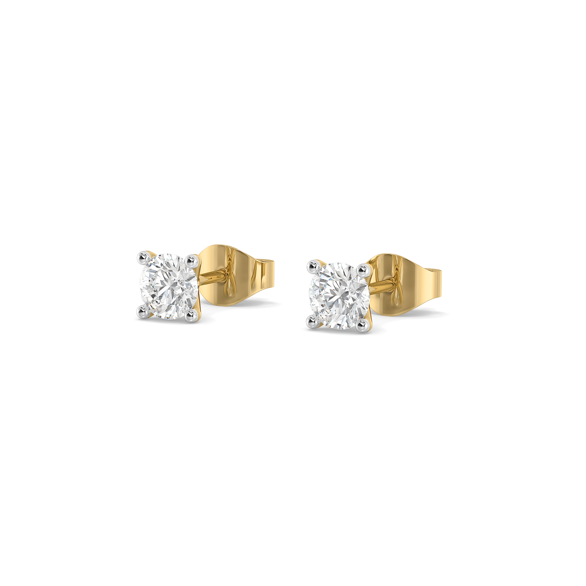 Tender Glow Solitaire Studs - Pure Gold Lab Diamond Earrings