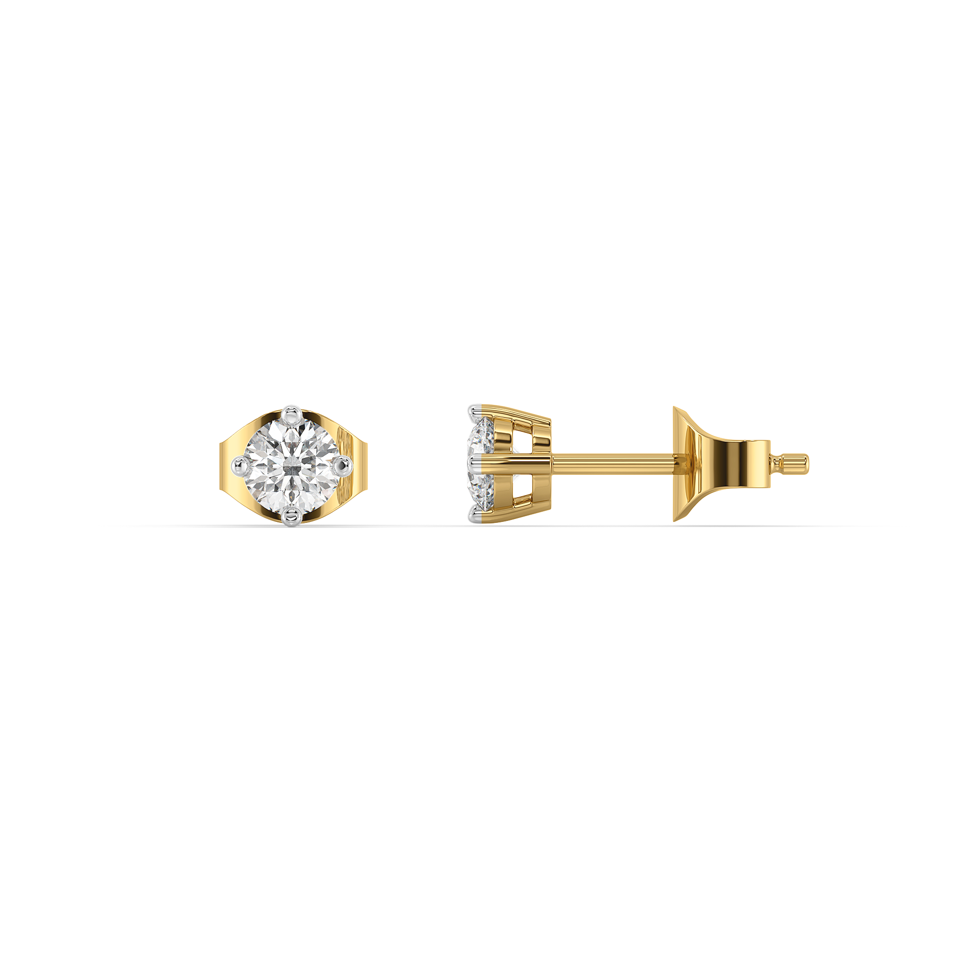 Soft Ray Solitaire Studs - Pure Gold Lab Diamond Earrings