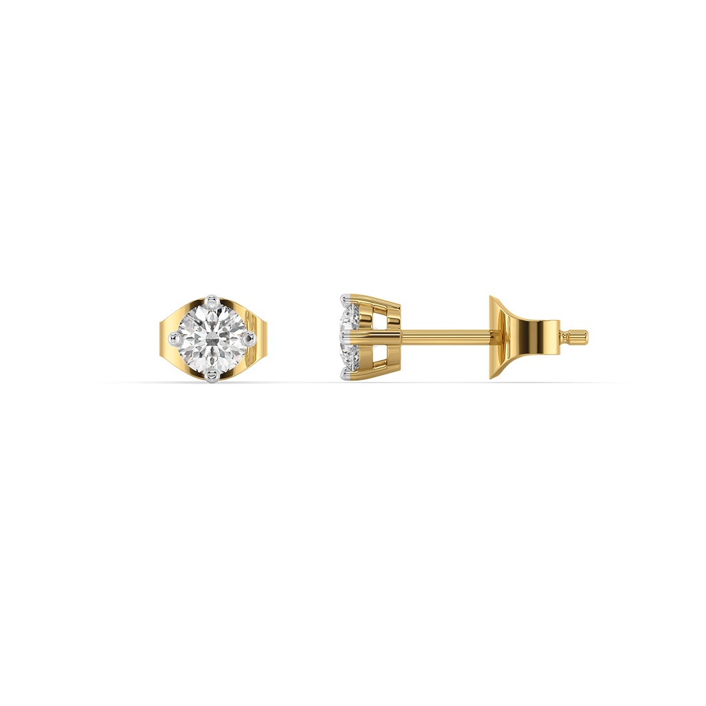 Soft Ray Solitaire Studs - Pure Gold Lab Diamond Earrings