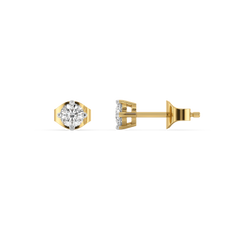 Soft Ray Solitaire Studs - Pure Gold Lab Diamond Earrings