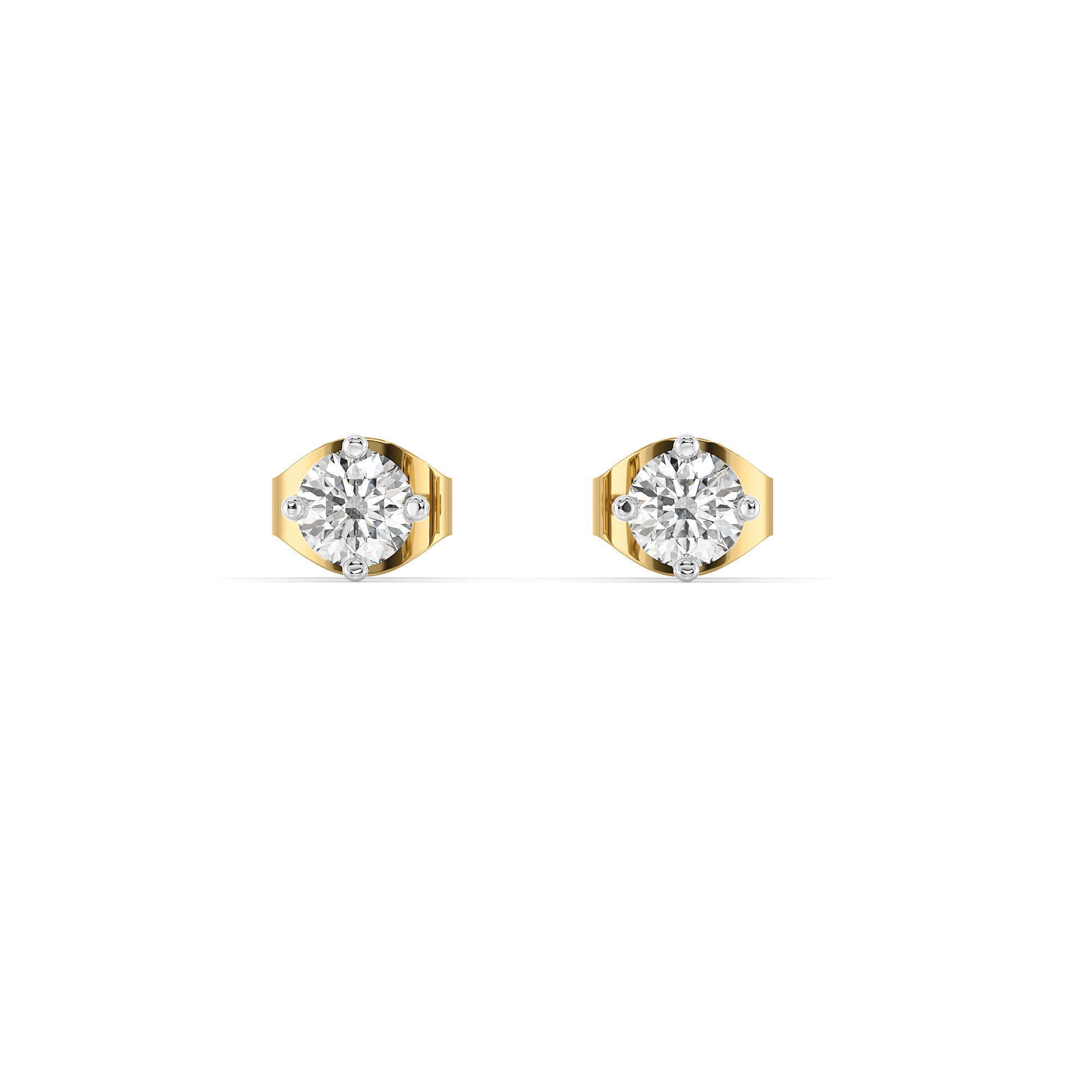 Soft Ray Solitaire Studs - Pure Gold Lab Diamond Earrings Secondary image