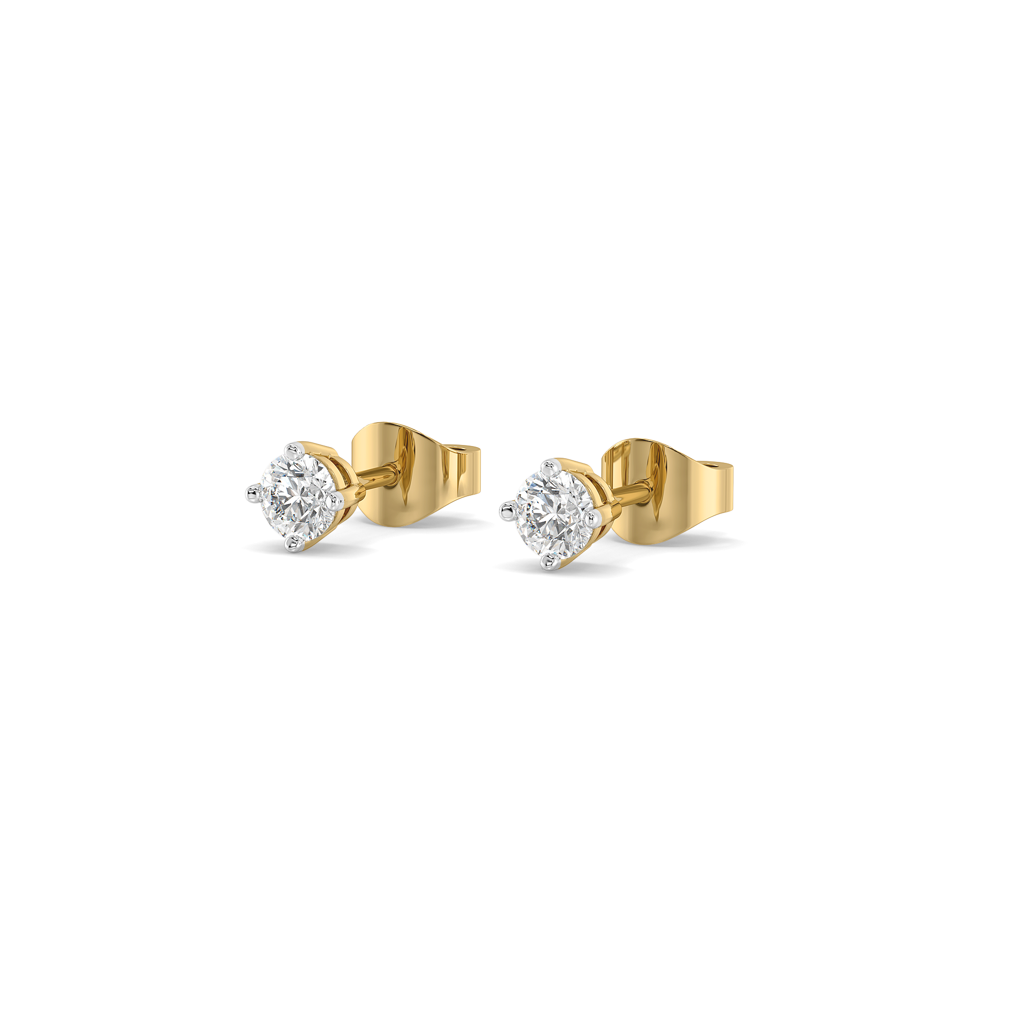 Soft Ray Solitaire Studs - Pure Gold Lab Diamond Earrings Main image