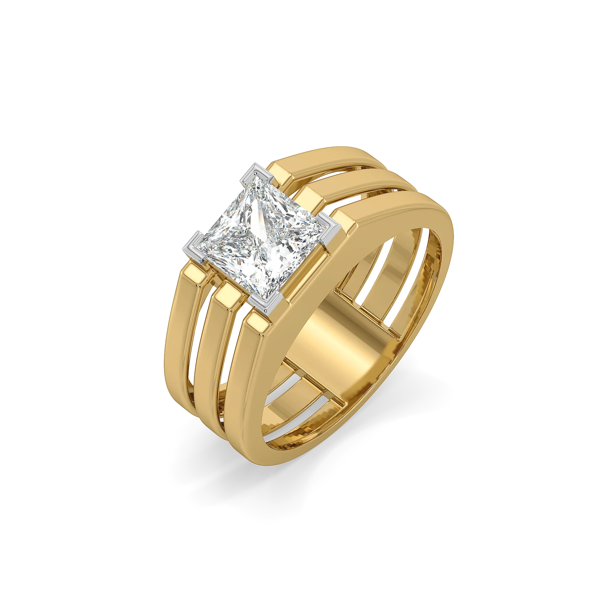 Layered Strength – Pure Gold Lab-Grown Diamond Men's Ring Main image