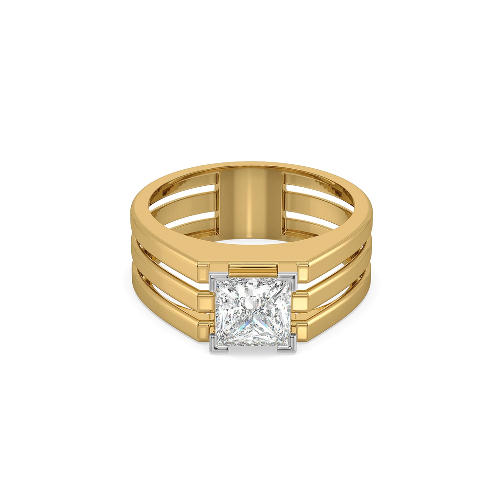 Layered Strength – Pure Gold Lab-Grown Diamond Men's Ring