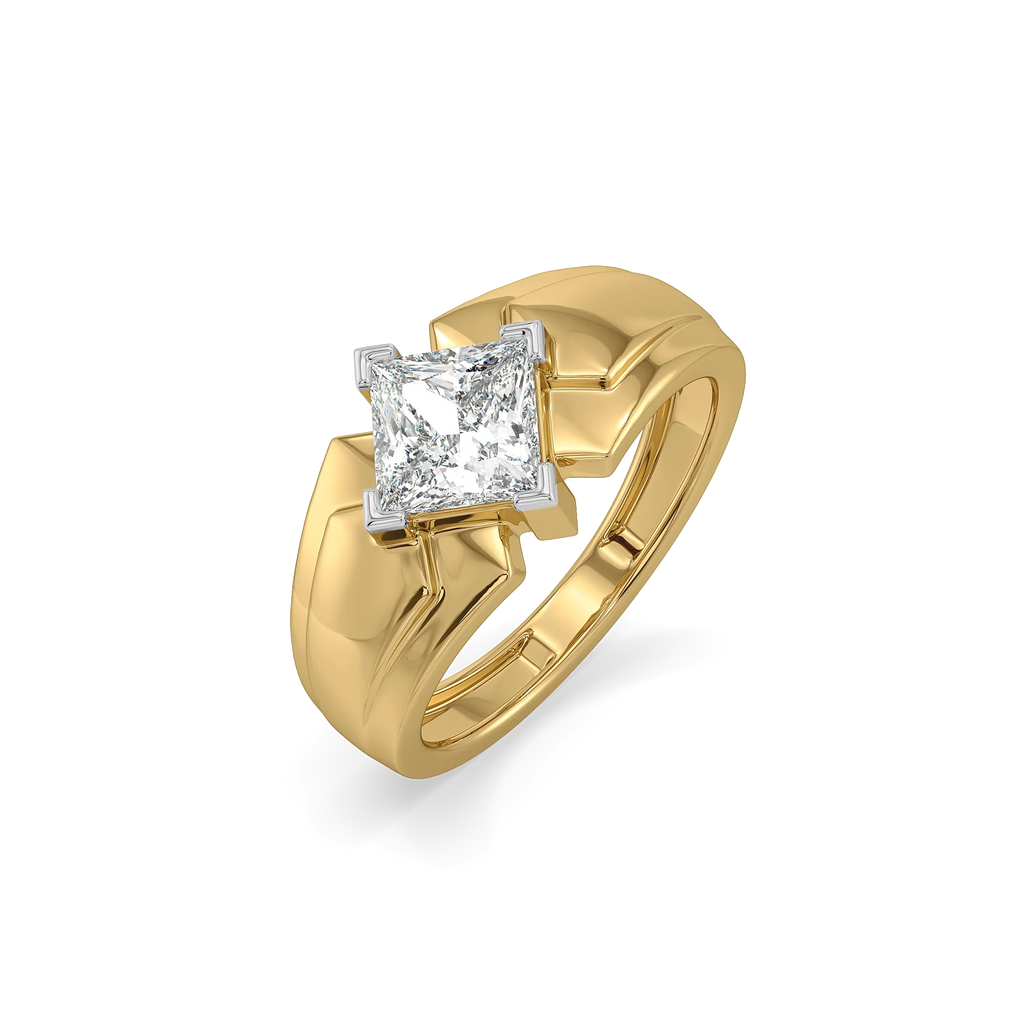 Sharp Square – Pure Gold Lab-Grown Diamond Men's Ring